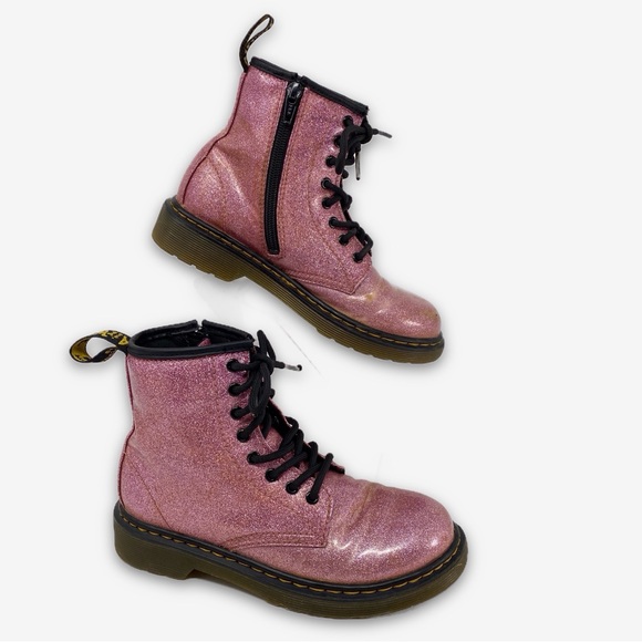 Dr. Martens Other - Dr. Martens 1460 Glitter J Girls Size 2Y Pink Classic Combat Side Zip Boots